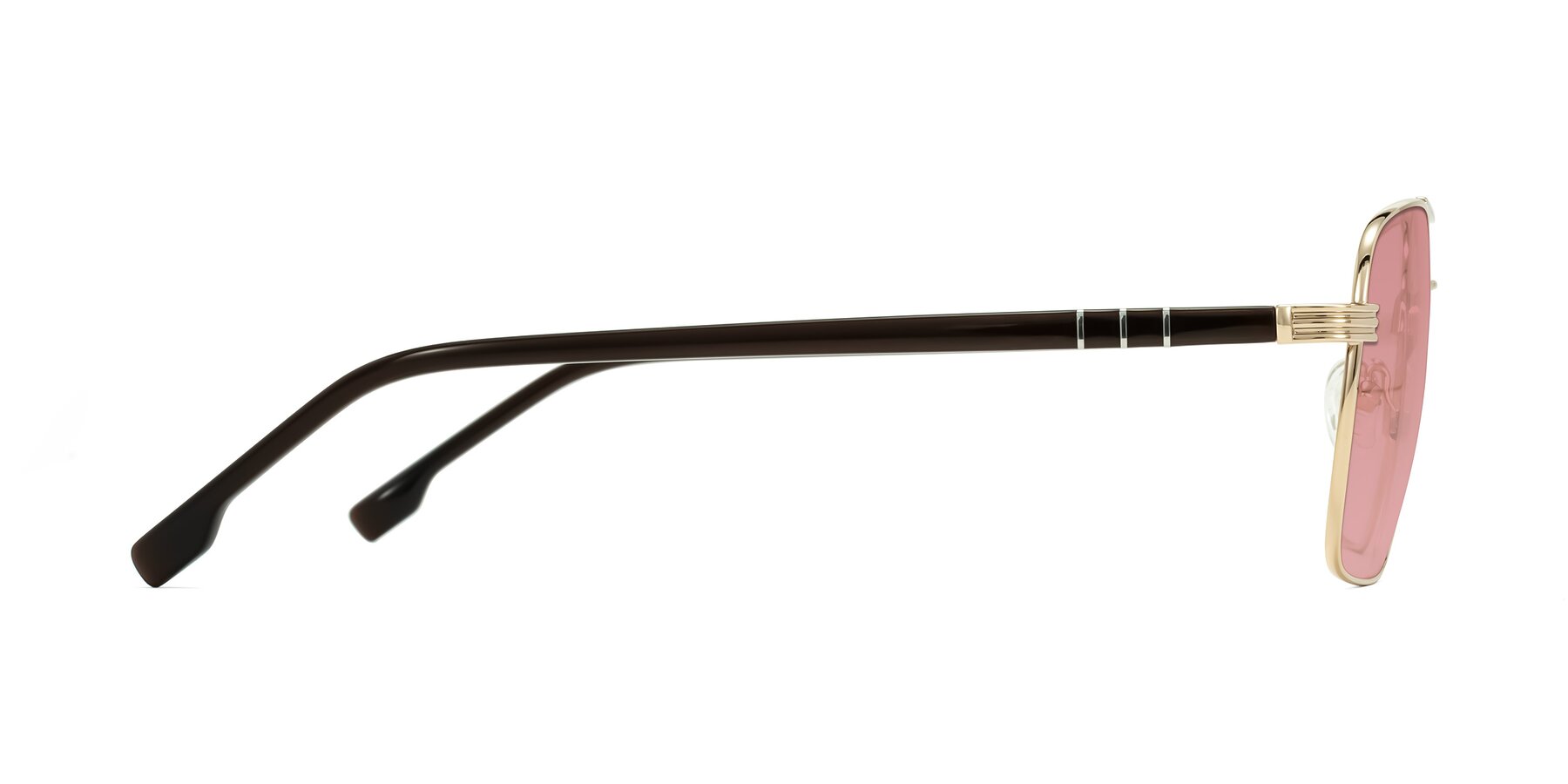 Side of Flinders in Gold with Medium Garnet Tinted Lenses