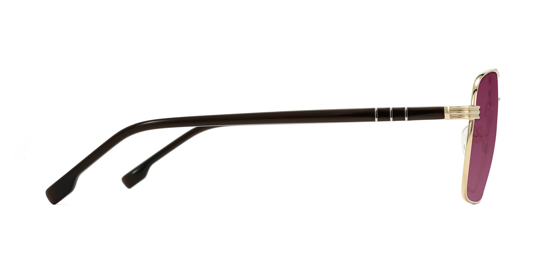 Side of Flinders in Gold with Wine Tinted Lenses