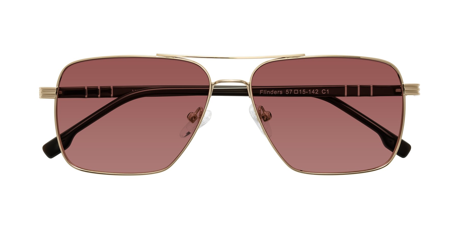 Folded Front of Flinders in Gold with Garnet Tinted Lenses