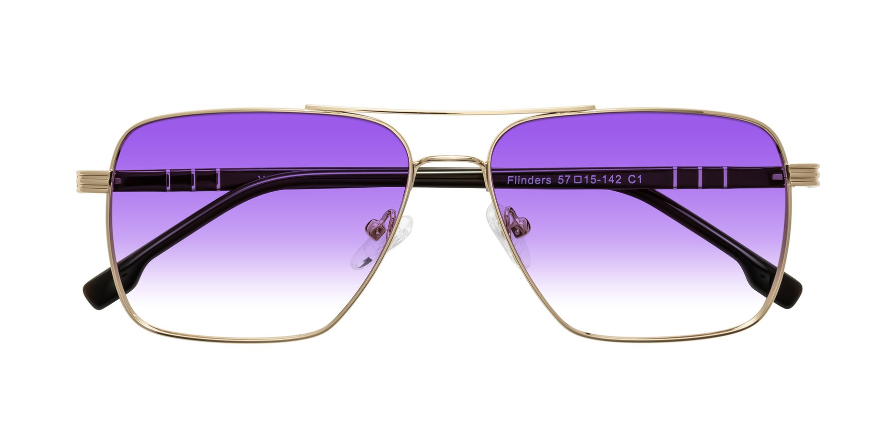 Folded Front of Flinders in Gold with Purple Gradient Lenses