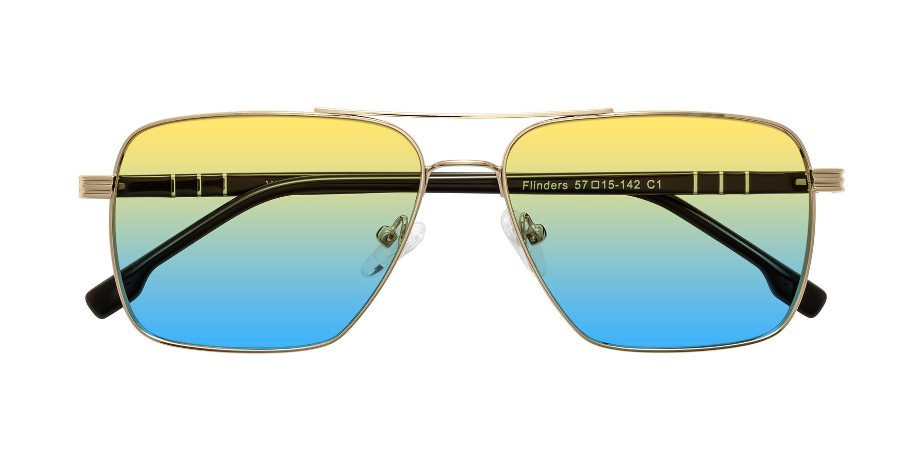 Folded Front of Flinders in Gold with Yellow / Blue Gradient Lenses