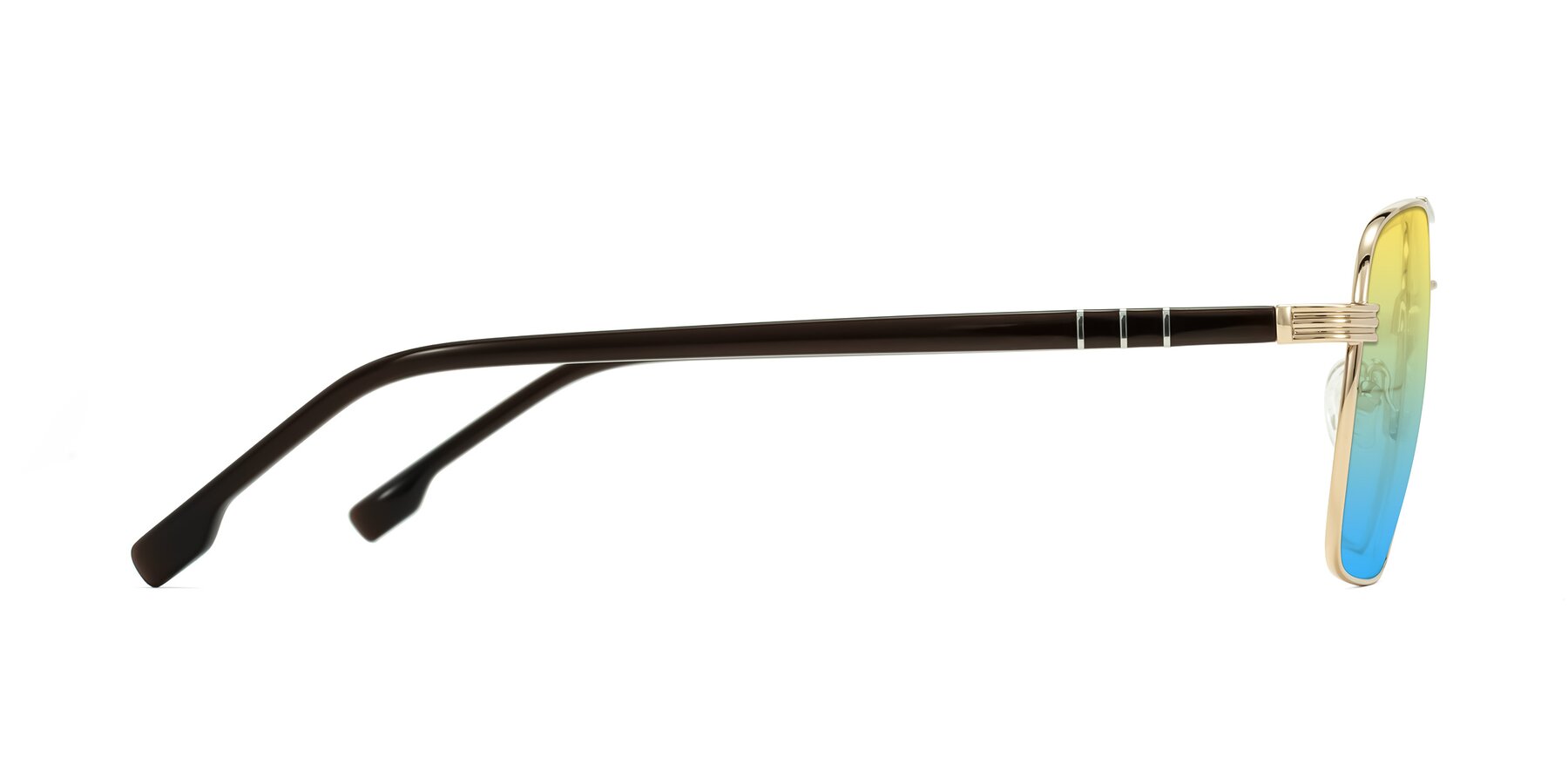 Side of Flinders in Gold with Yellow / Blue Gradient Lenses