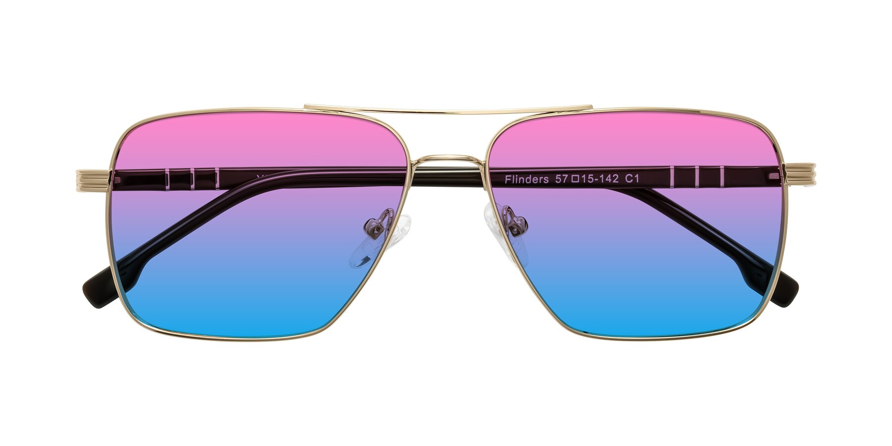 Folded Front of Flinders in Gold with Pink / Blue Gradient Lenses