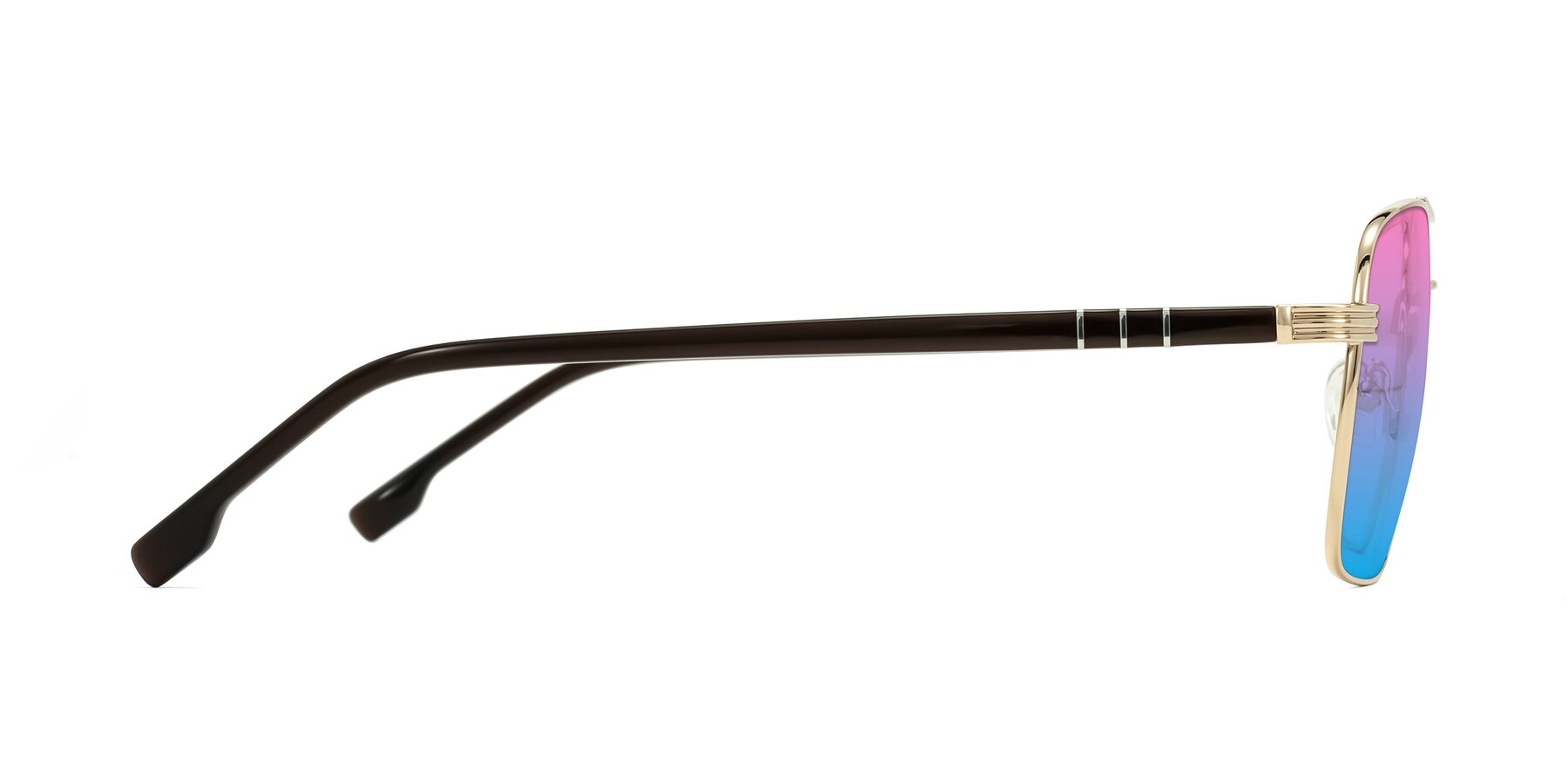 Side of Flinders in Gold with Pink / Blue Gradient Lenses