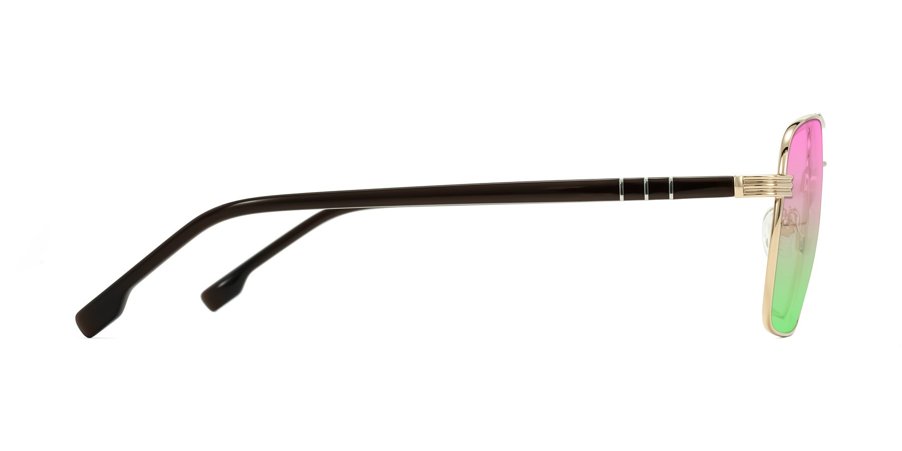 Side of Flinders in Gold with Pink / Green Gradient Lenses