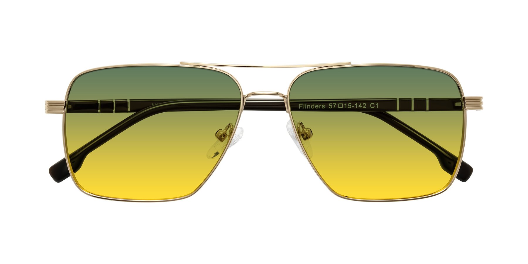 Folded Front of Flinders in Gold with Green / Yellow Gradient Lenses