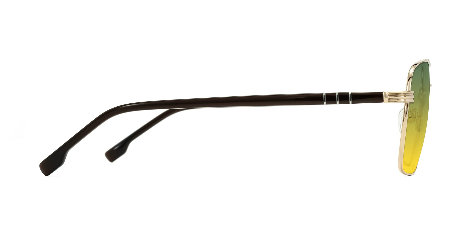 Side of Flinders in Gold with Green / Yellow Gradient Lenses