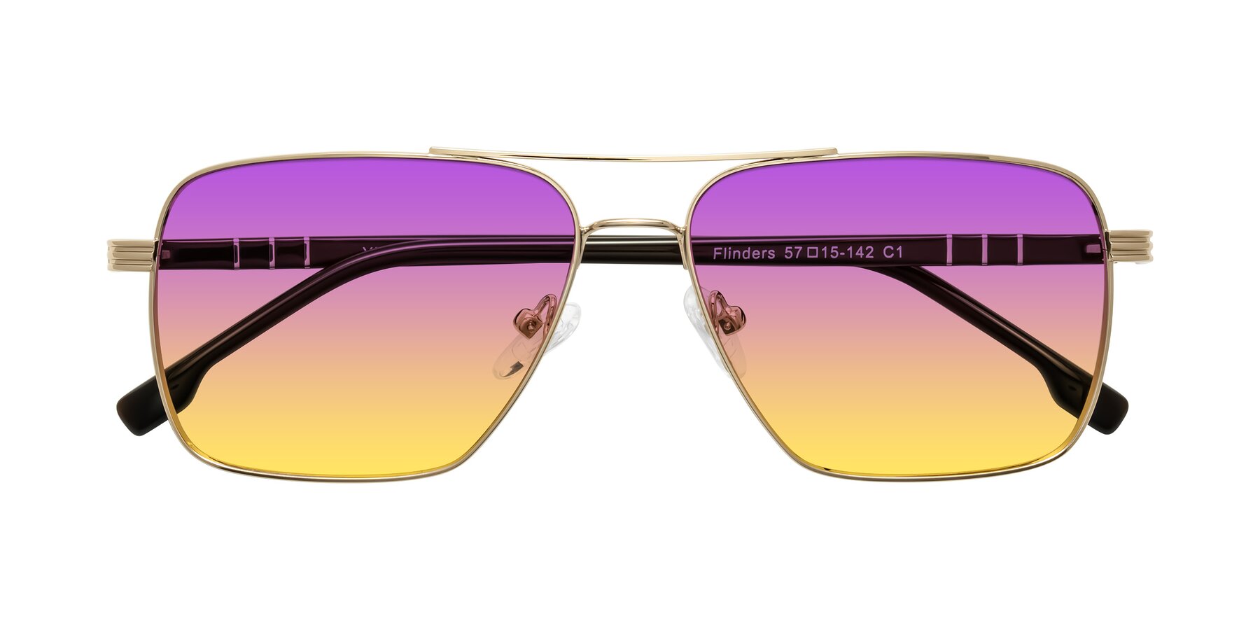 Folded Front of Flinders in Gold with Purple / Yellow Gradient Lenses