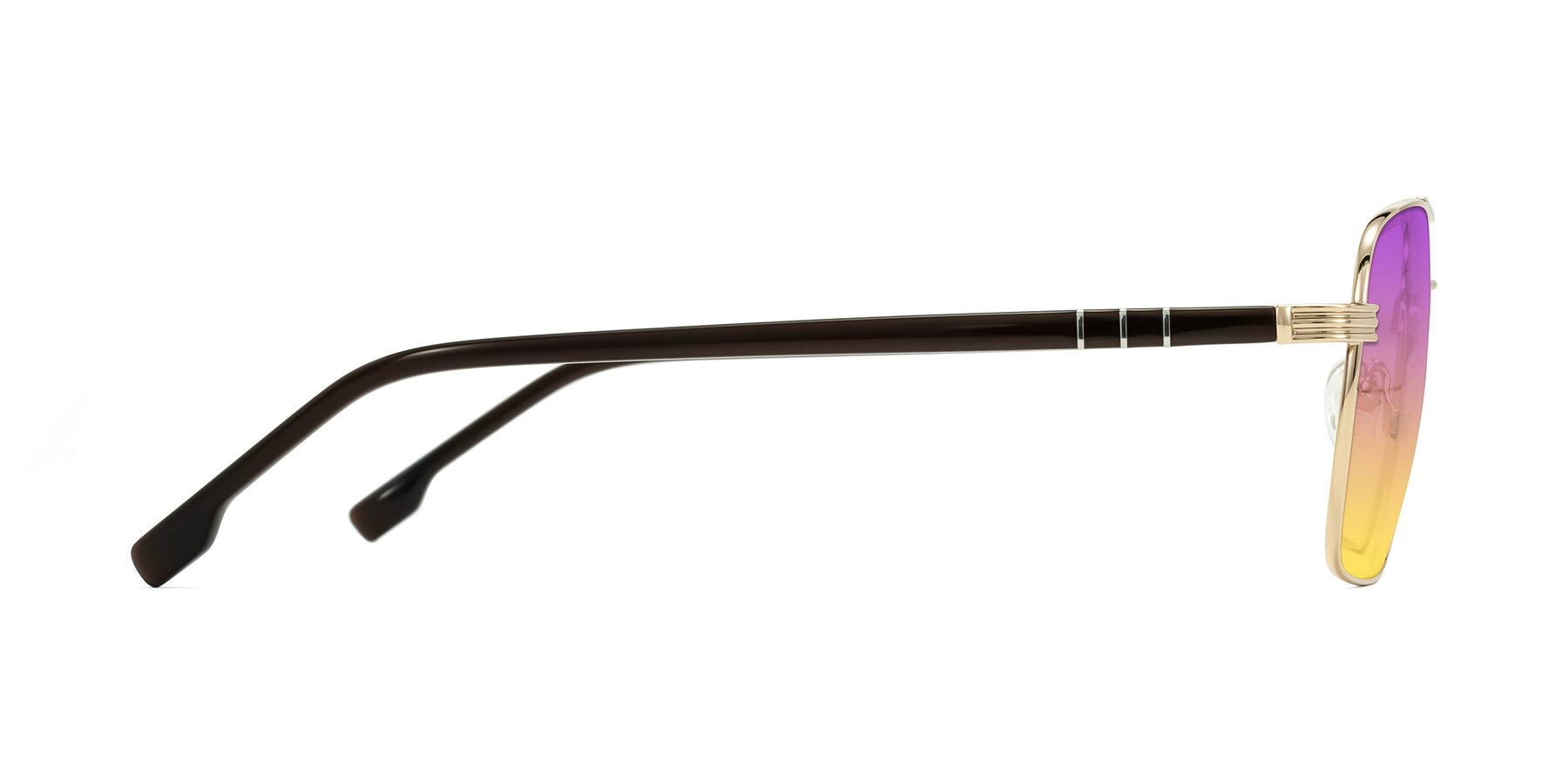 Side of Flinders in Gold with Purple / Yellow Gradient Lenses