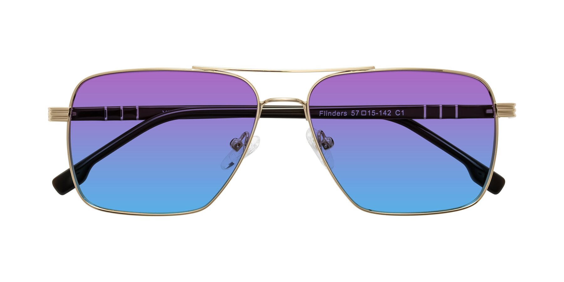 Folded Front of Flinders in Gold with Purple / Blue Gradient Lenses
