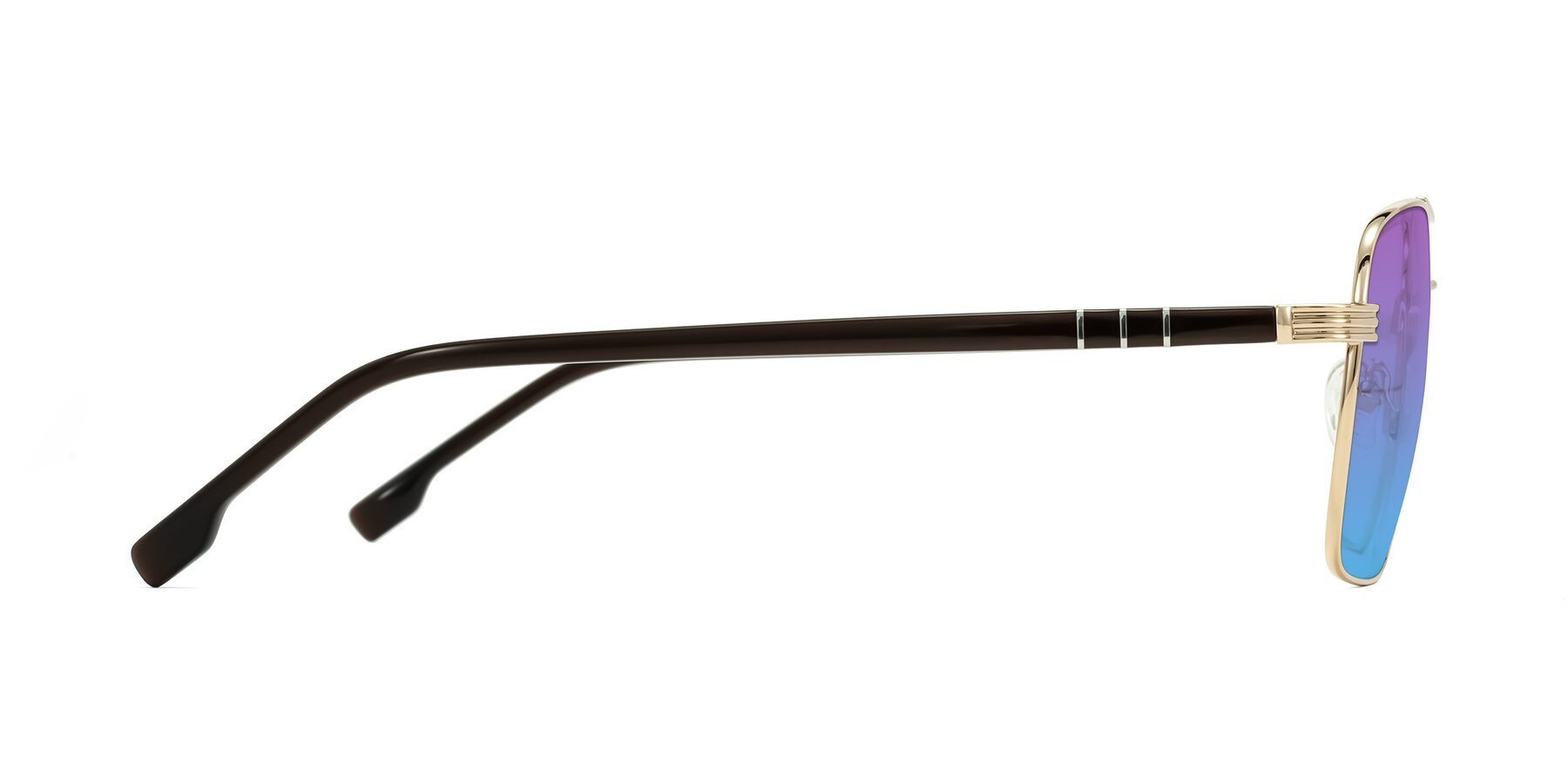 Side of Flinders in Gold with Purple / Blue Gradient Lenses