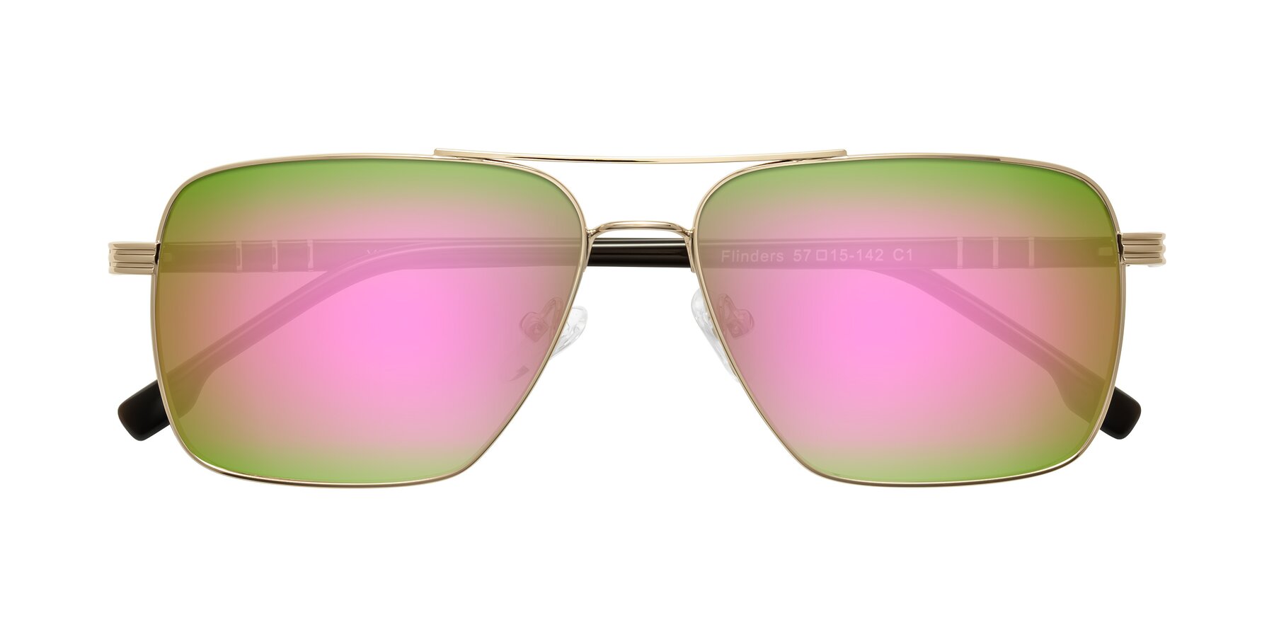 Folded Front of Flinders in Gold with Pink Mirrored Lenses
