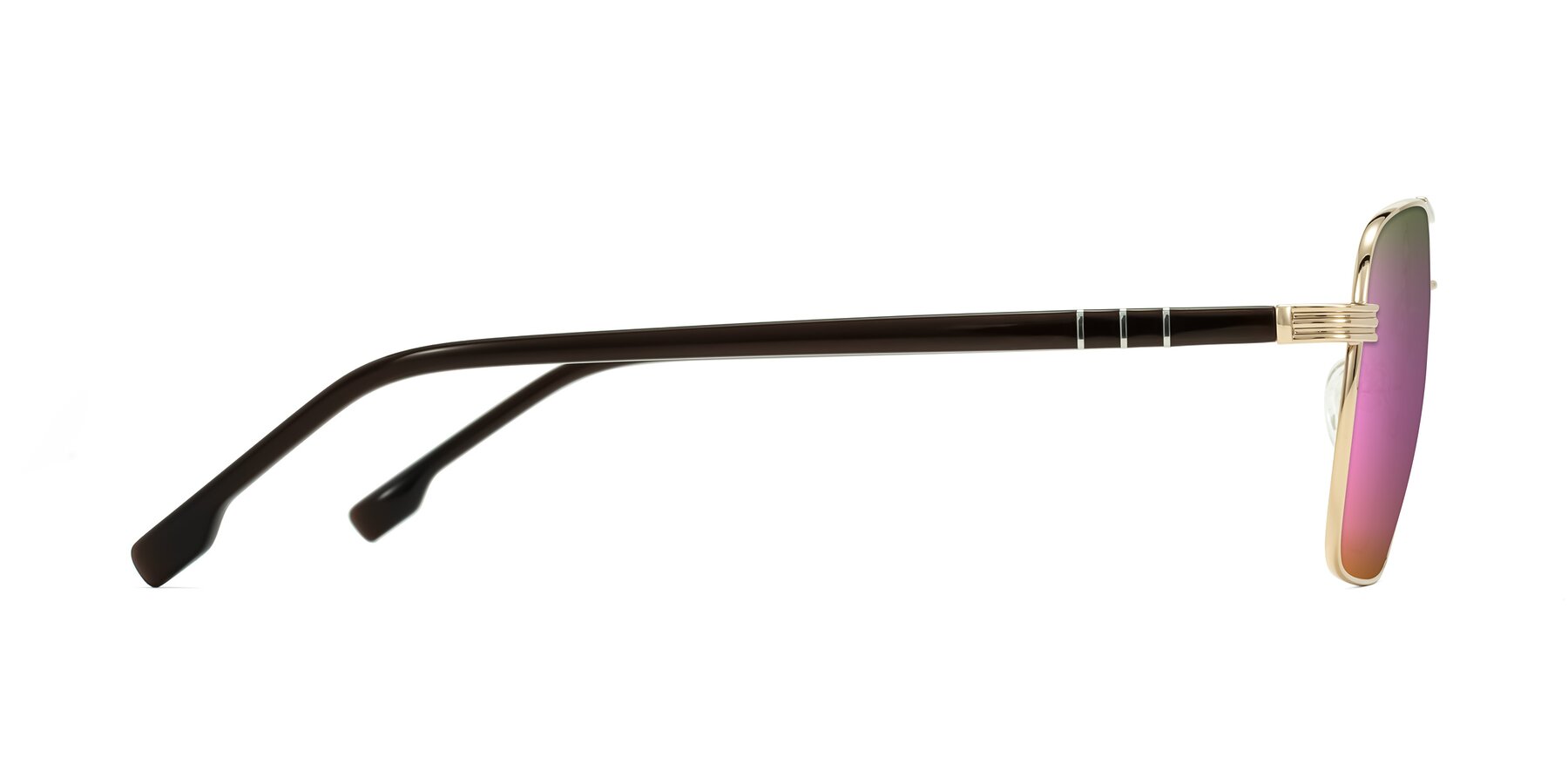 Side of Flinders in Gold with Pink Mirrored Lenses