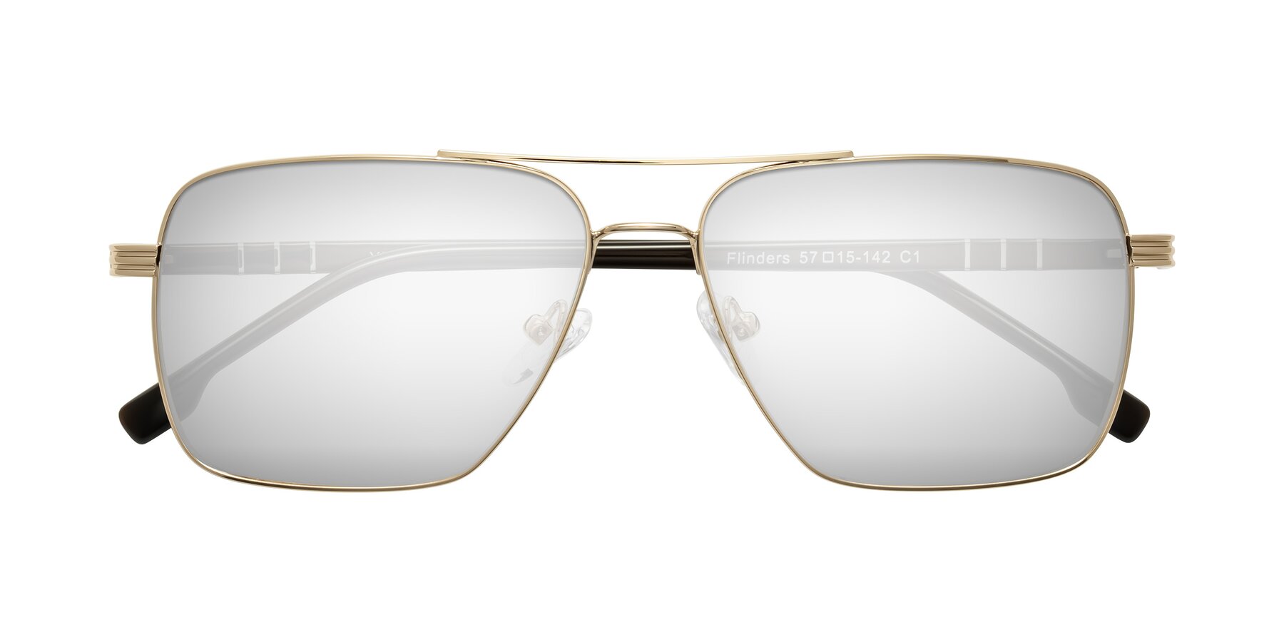 Folded Front of Flinders in Gold with Silver Mirrored Lenses