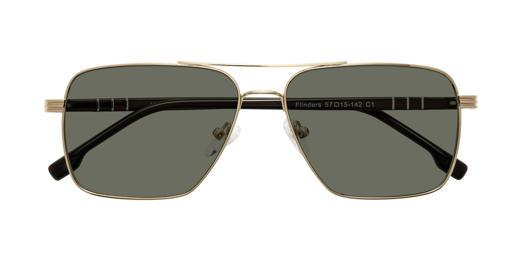 Folded Front of Flinders in Gold with Gray Polarized Lenses