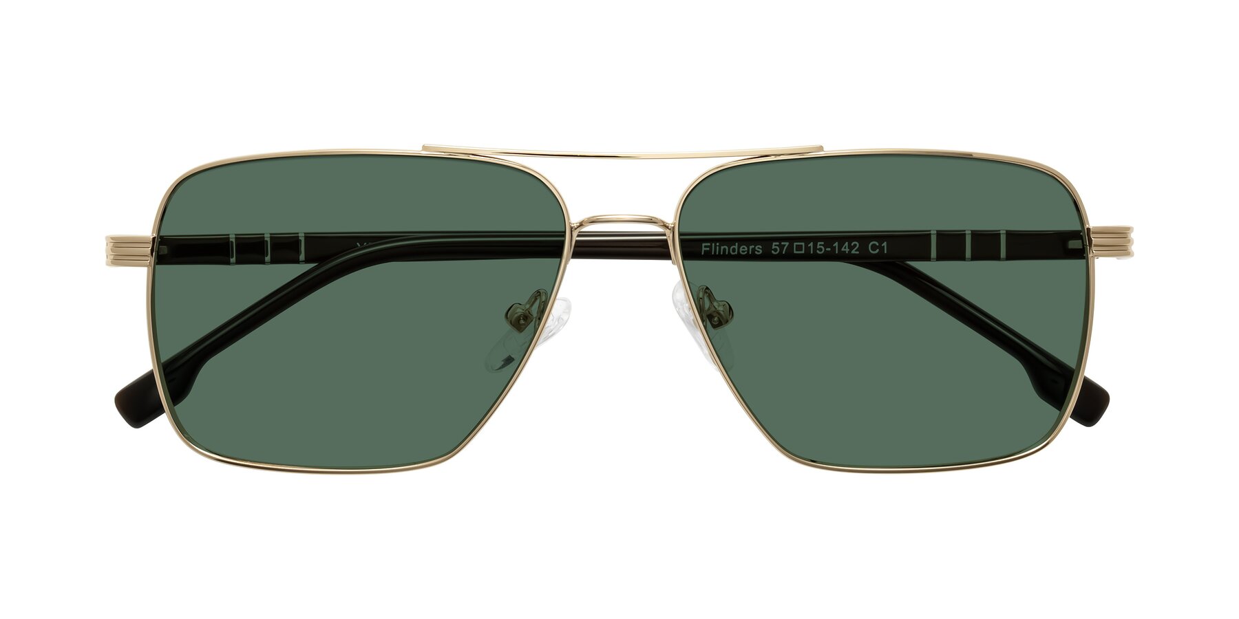 Folded Front of Flinders in Gold with Green Polarized Lenses