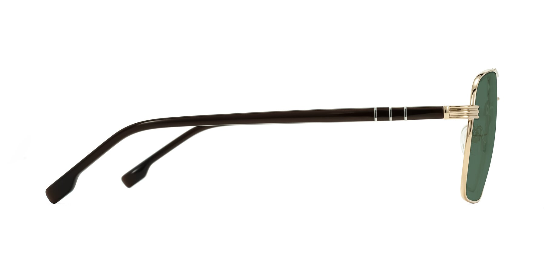 Side of Flinders in Gold with Green Polarized Lenses