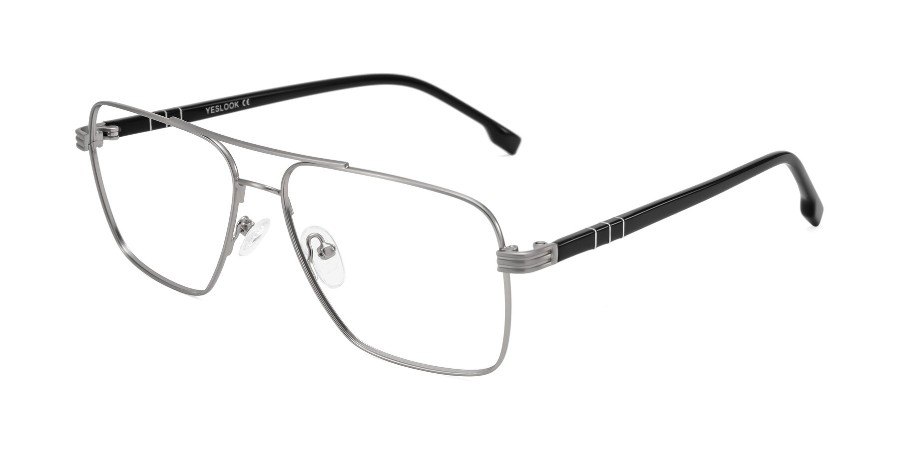 Angle of Flinders in Matte Silver with Clear Eyeglass Lenses