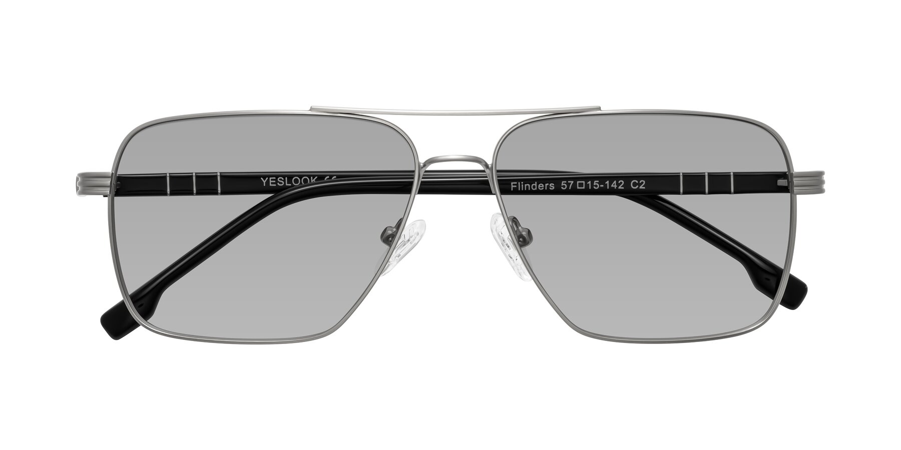 Folded Front of Flinders in Matte Silver with Light Gray Tinted Lenses