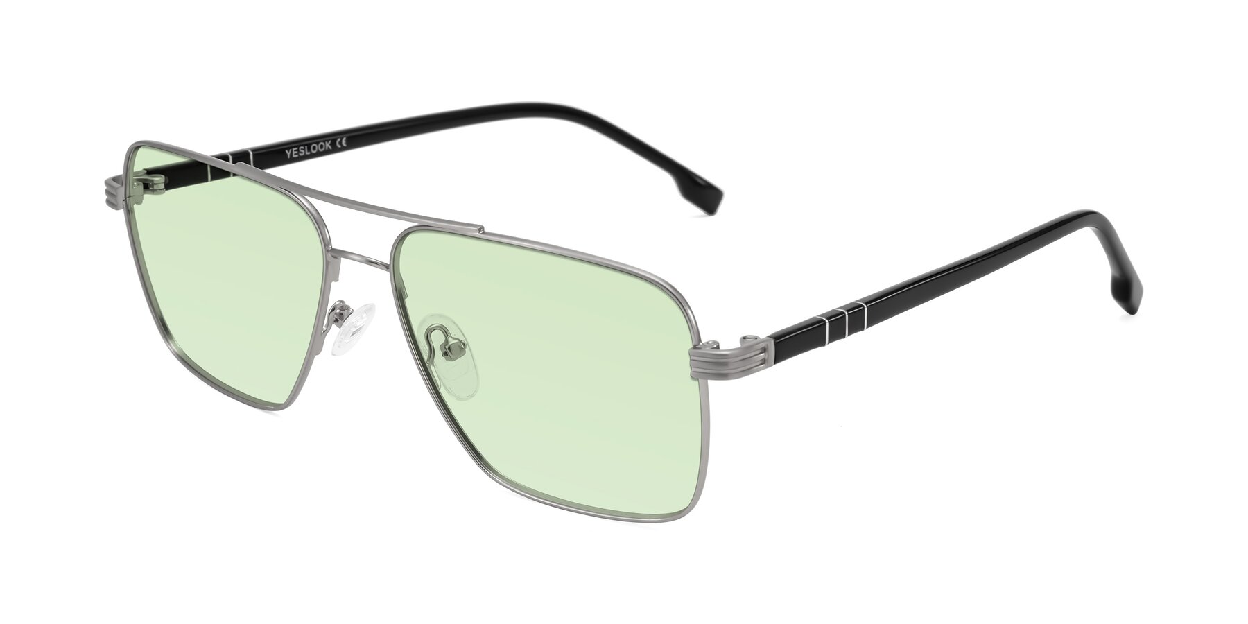 Angle of Flinders in Matte Silver with Light Green Tinted Lenses