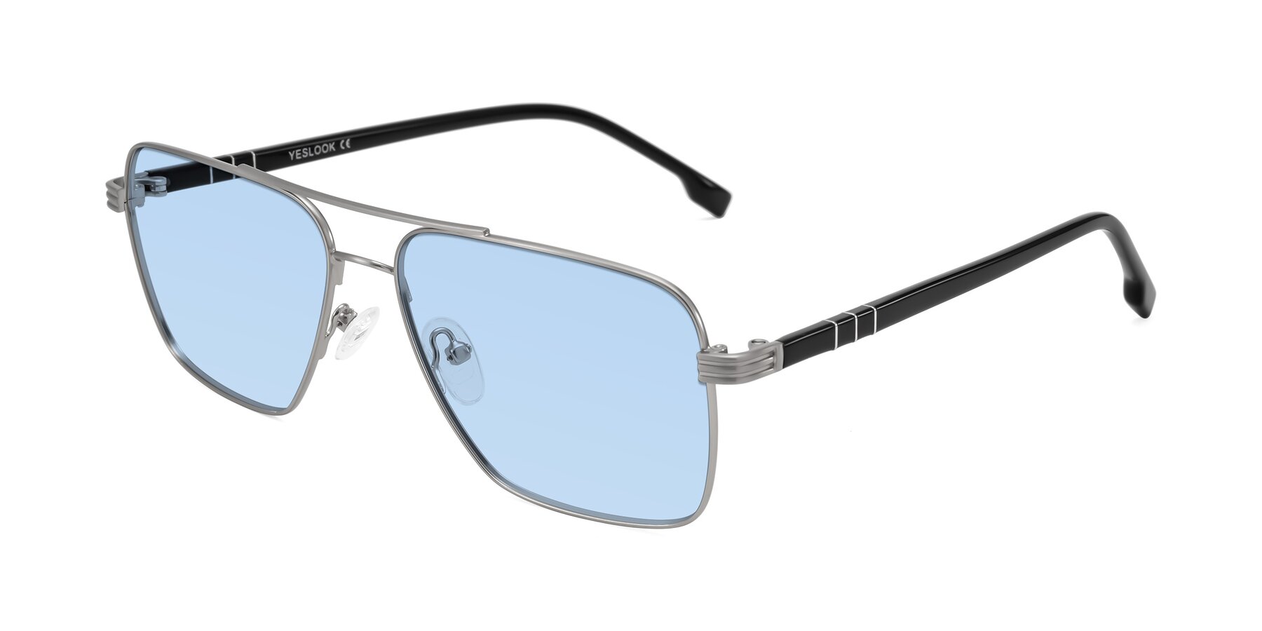 Angle of Flinders in Matte Silver with Light Blue Tinted Lenses