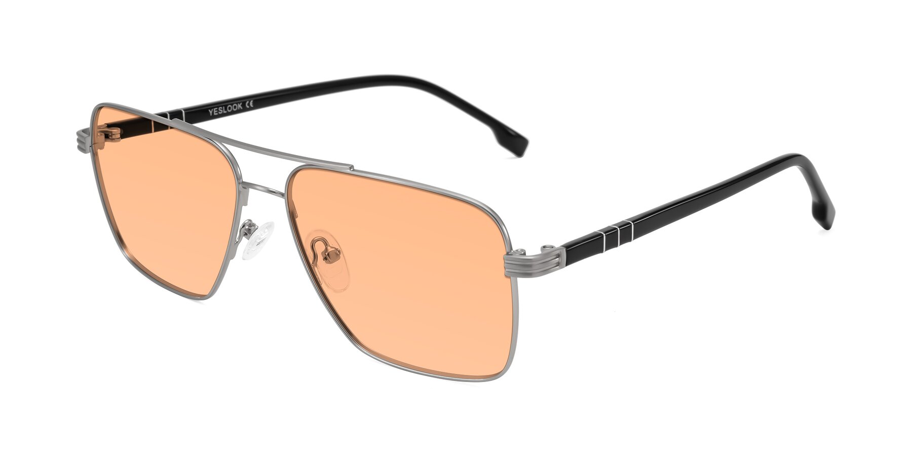 Angle of Flinders in Matte Silver with Light Orange Tinted Lenses