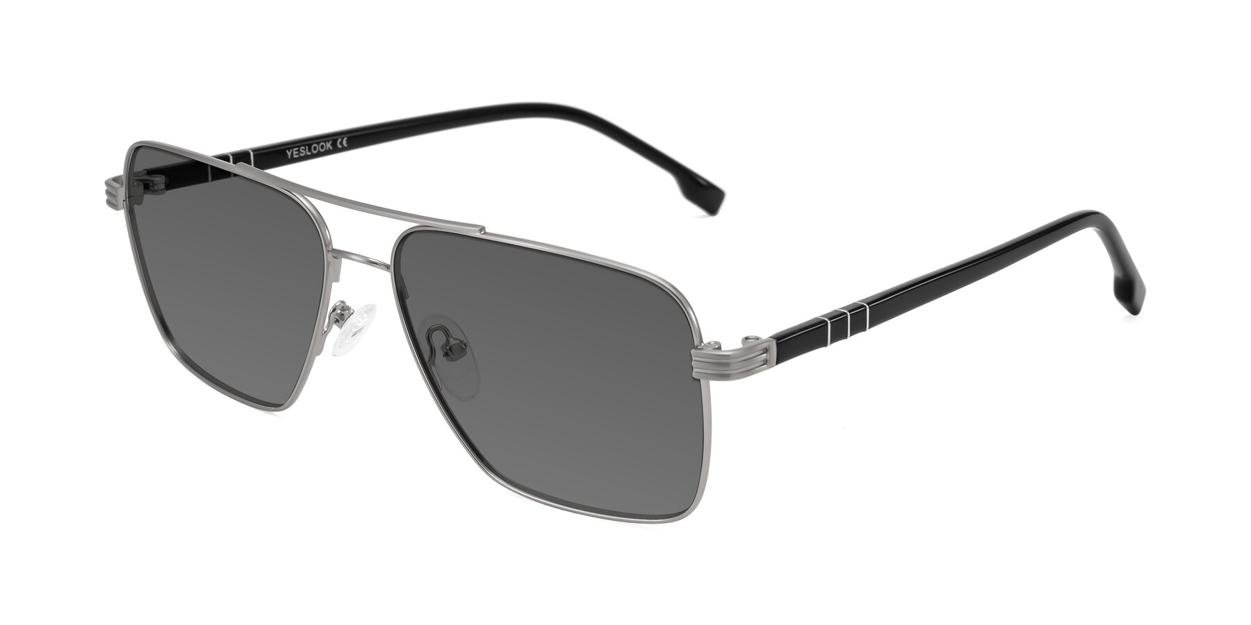 Angle of Flinders in Matte Silver with Medium Gray Tinted Lenses