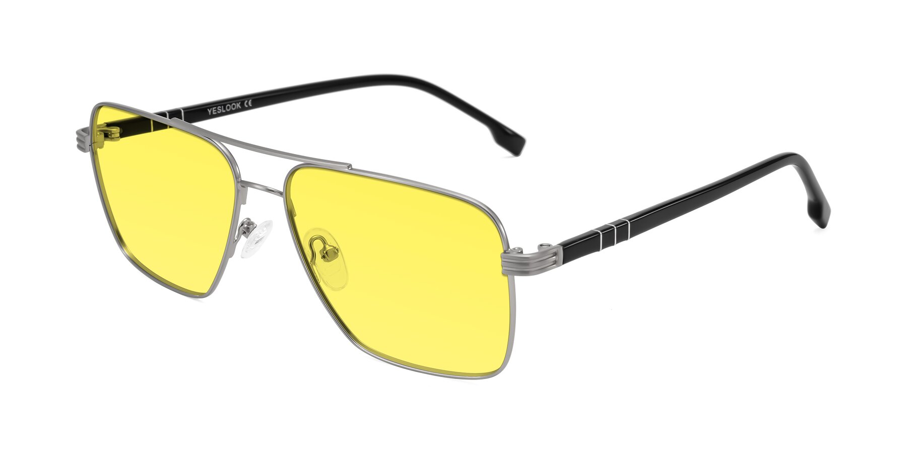 Angle of Flinders in Matte Silver with Medium Yellow Tinted Lenses
