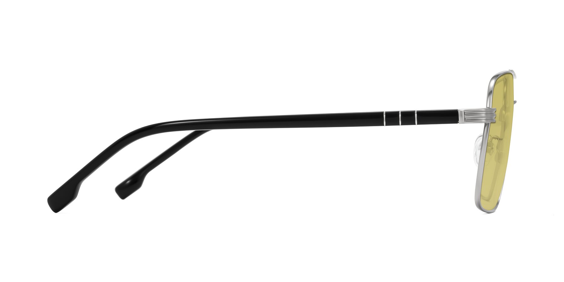 Side of Flinders in Matte Silver with Medium Champagne Tinted Lenses