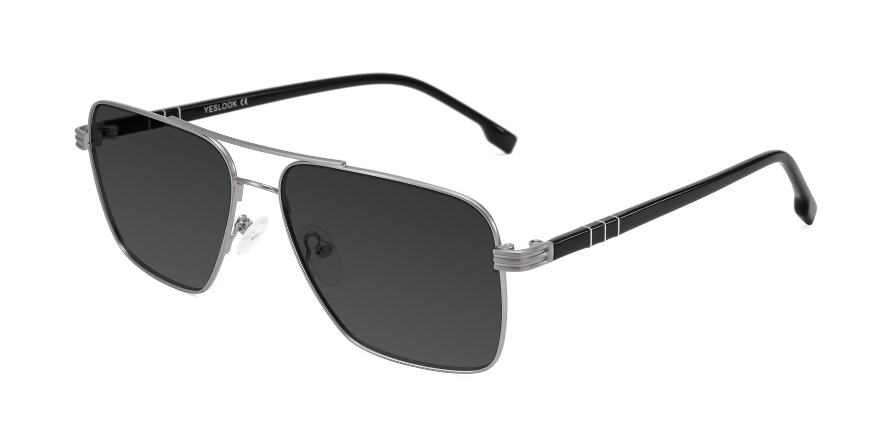 Angle of Flinders in Matte Silver with Gray Tinted Lenses