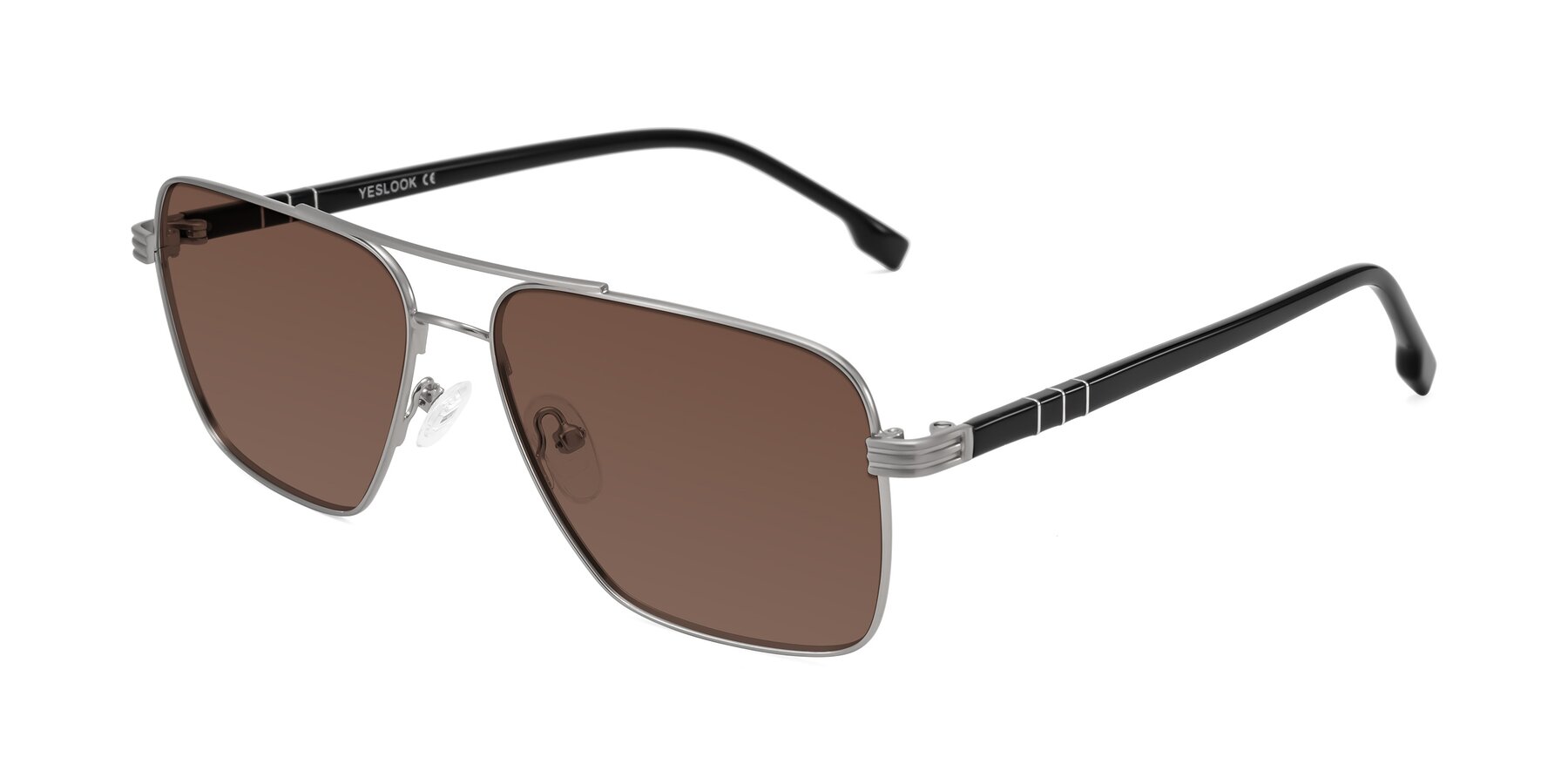 Angle of Flinders in Matte Silver with Brown Tinted Lenses