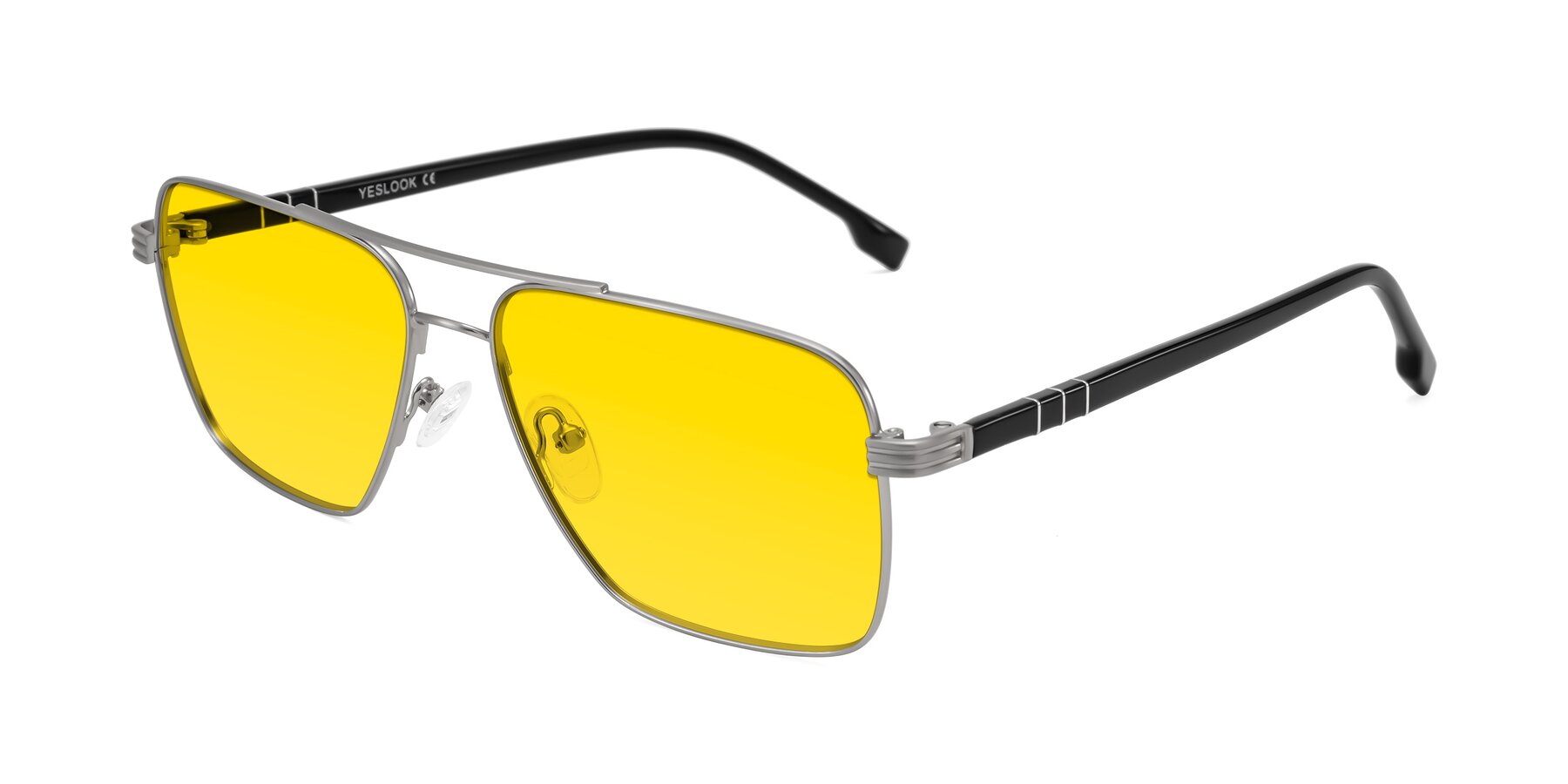 Angle of Flinders in Matte Silver with Yellow Tinted Lenses