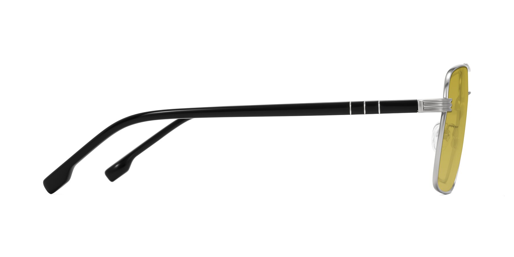 Side of Flinders in Matte Silver with Champagne Tinted Lenses