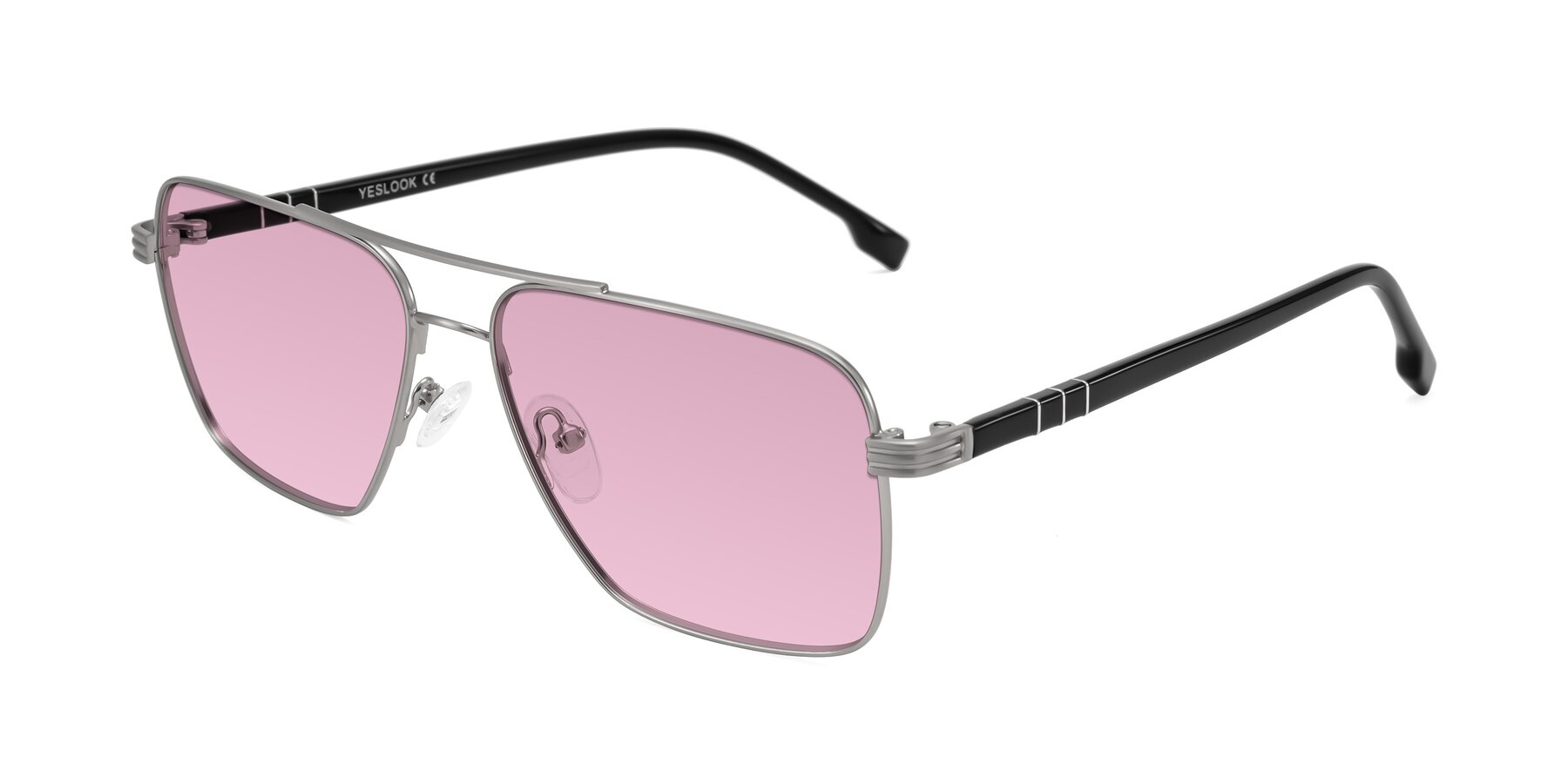 Angle of Flinders in Matte Silver with Light Wine Tinted Lenses