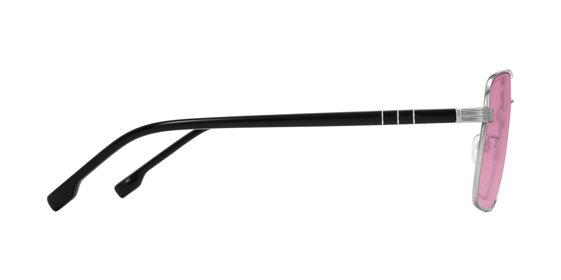 Side of Flinders in Matte Silver with Medium Wine Tinted Lenses