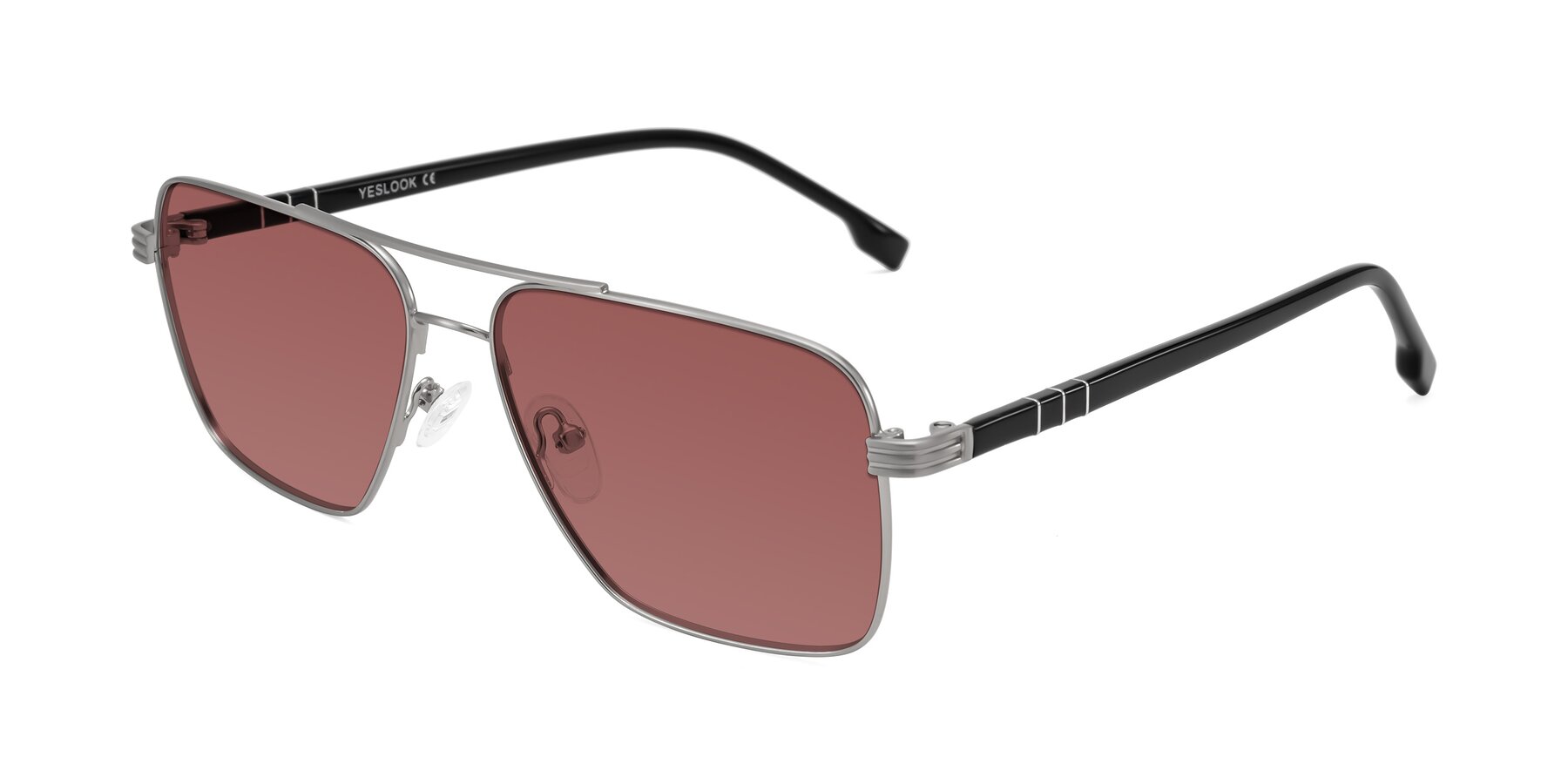 Angle of Flinders in Matte Silver with Garnet Tinted Lenses