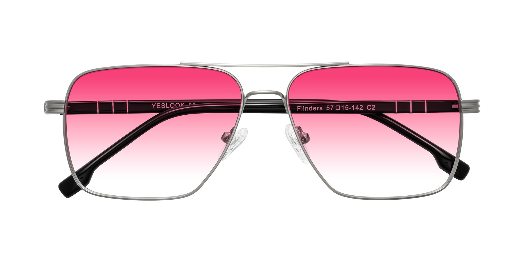 Folded Front of Flinders in Matte Silver with Pink Gradient Lenses