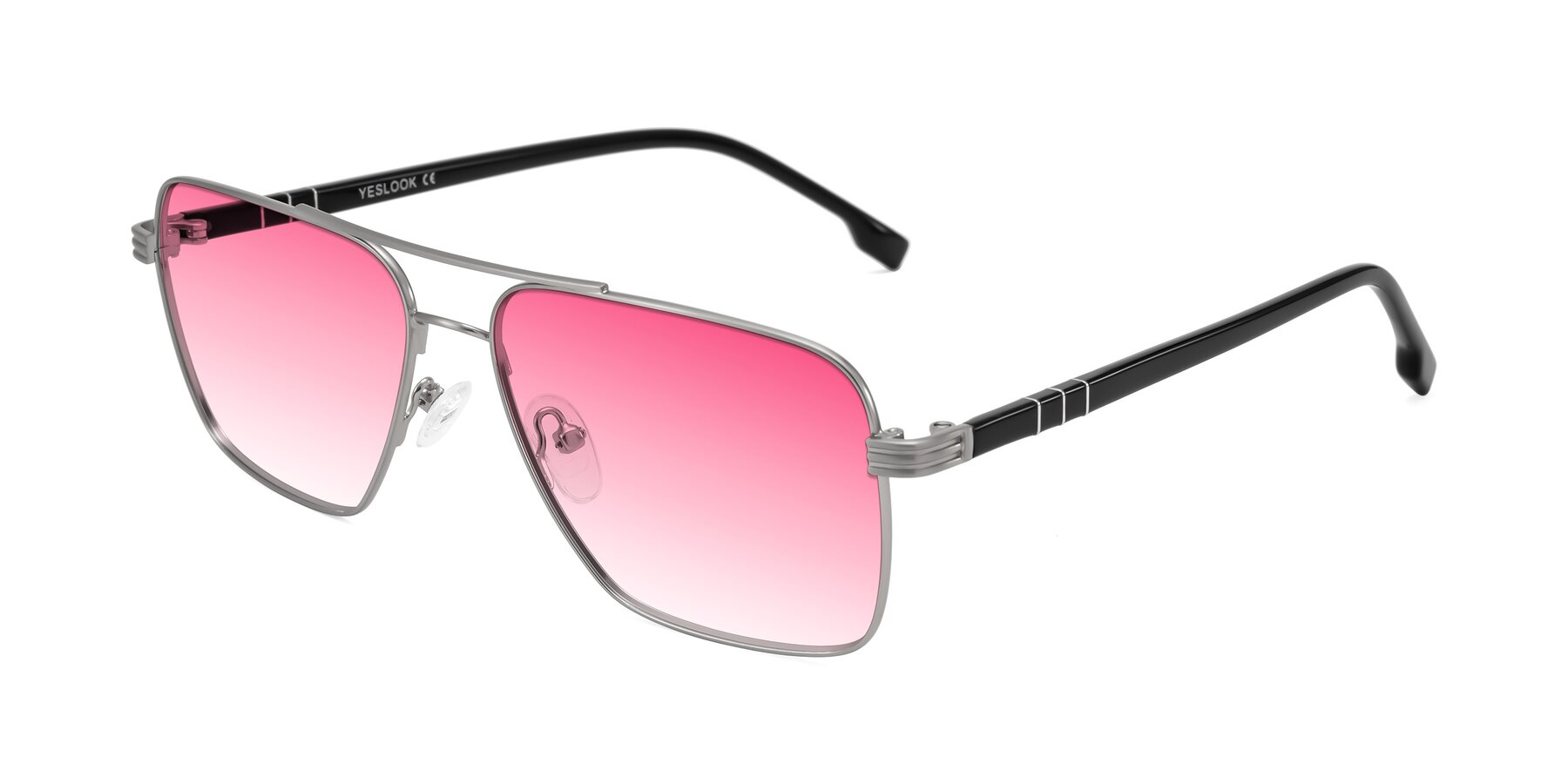 Angle of Flinders in Matte Silver with Pink Gradient Lenses
