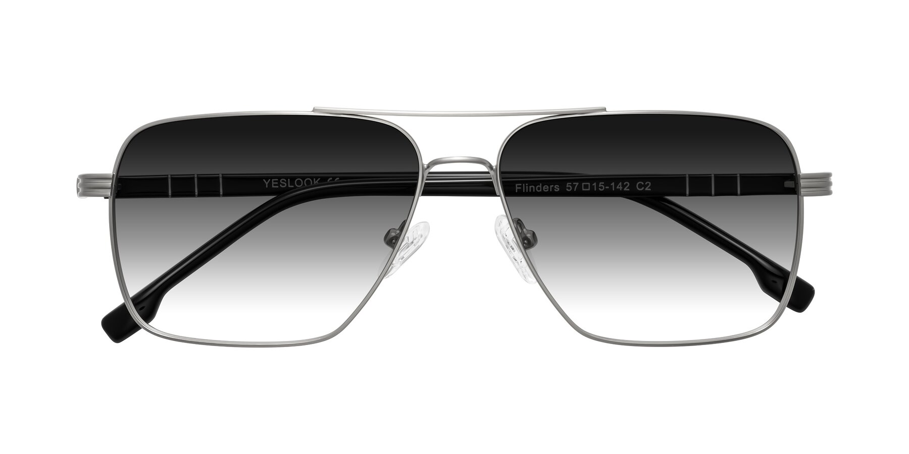 Folded Front of Flinders in Matte Silver with Gray Gradient Lenses