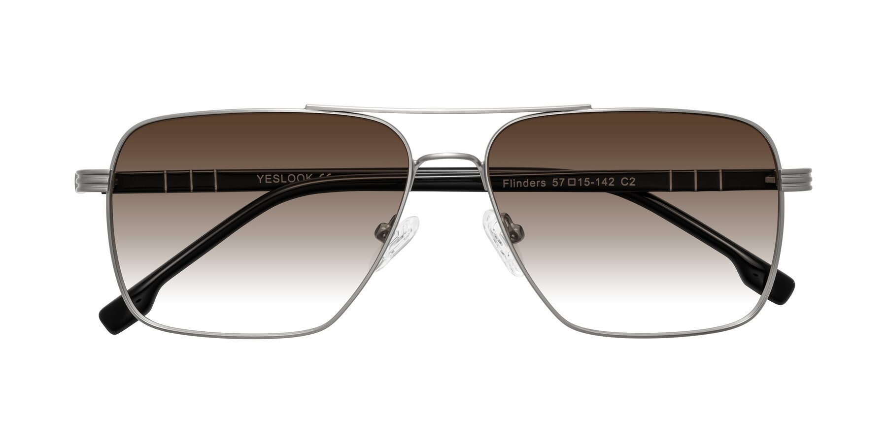 Folded Front of Flinders in Matte Silver with Brown Gradient Lenses