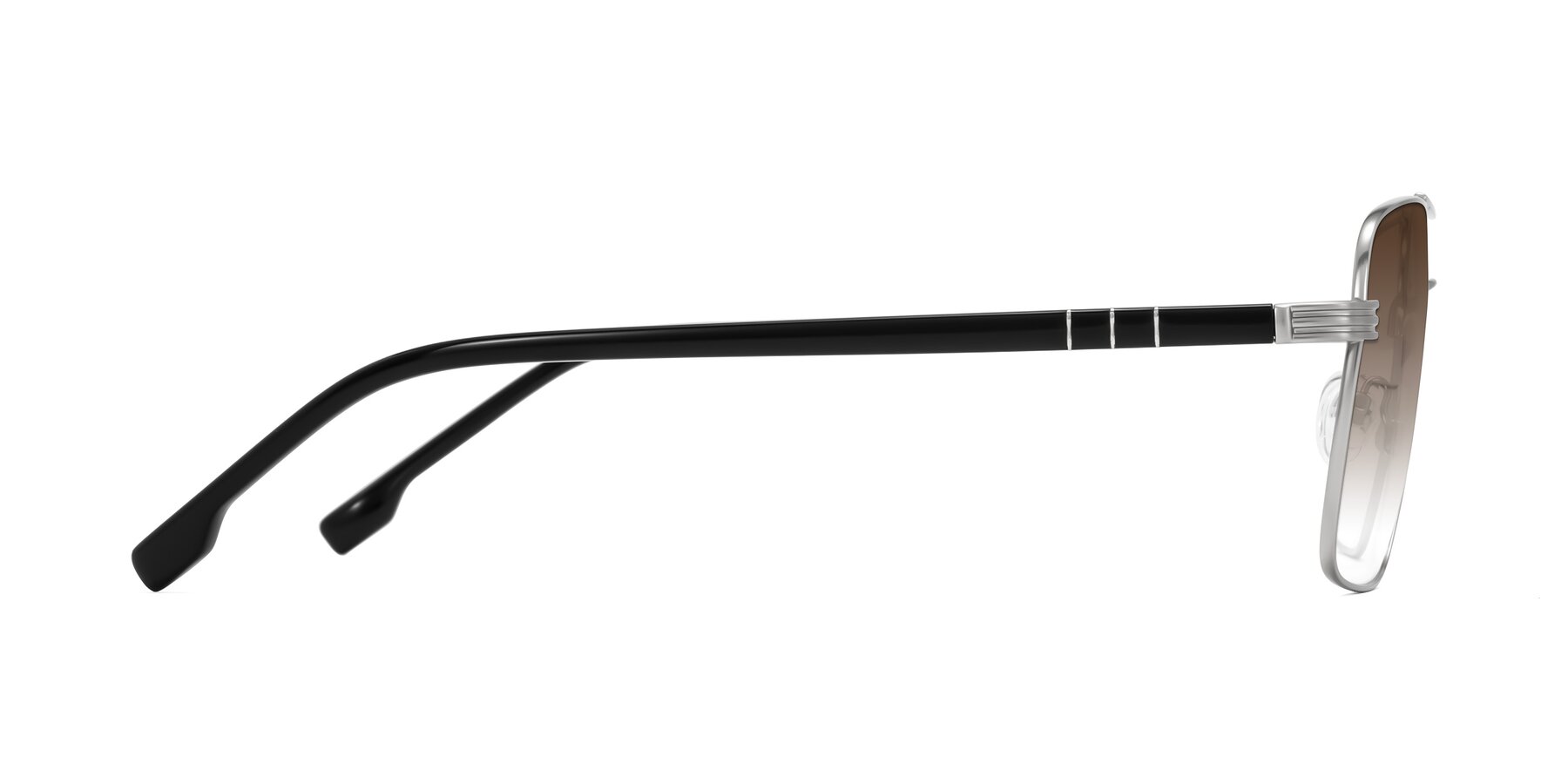 Side of Flinders in Matte Silver with Brown Gradient Lenses
