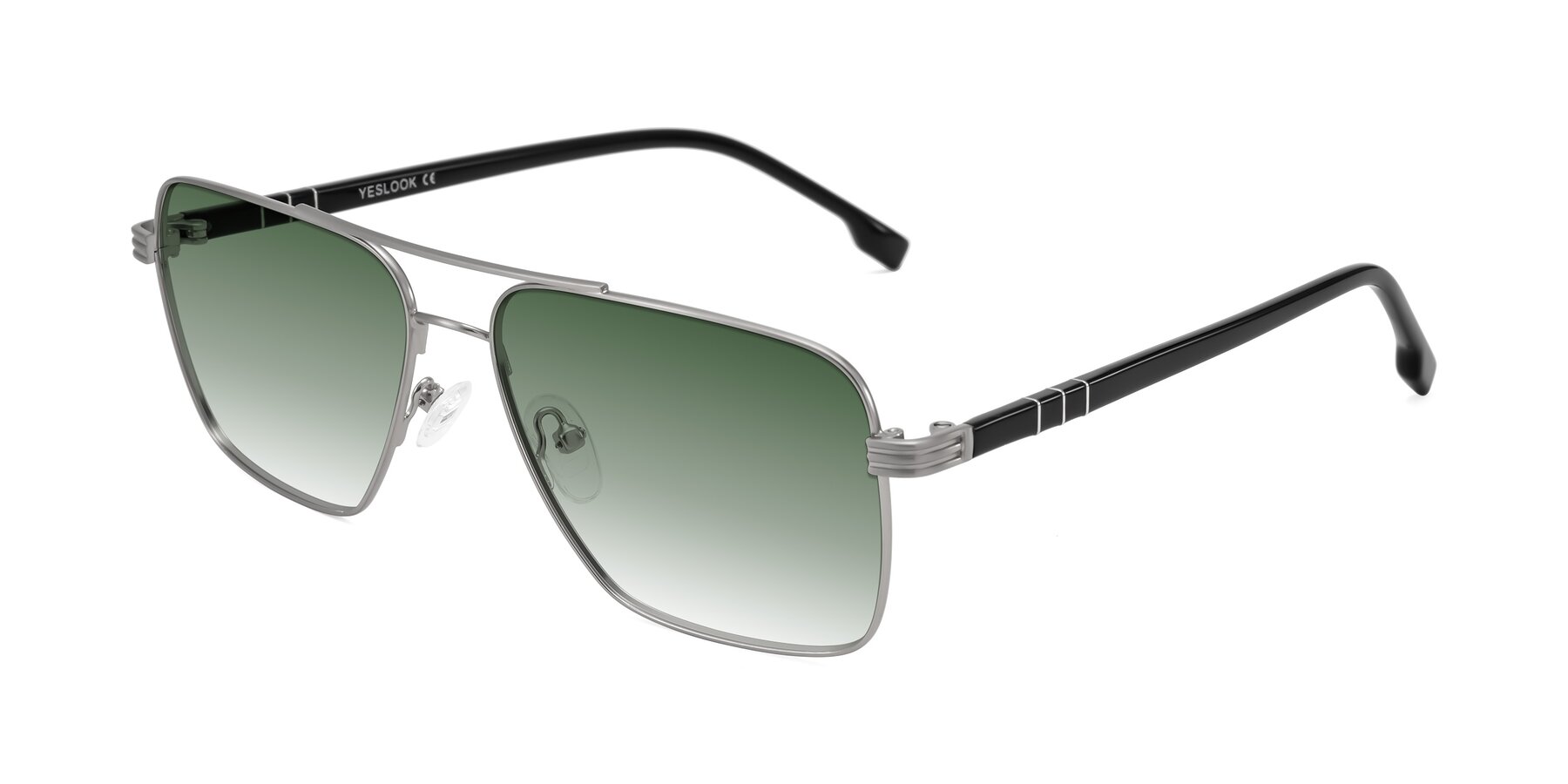 Angle of Flinders in Matte Silver with Green Gradient Lenses