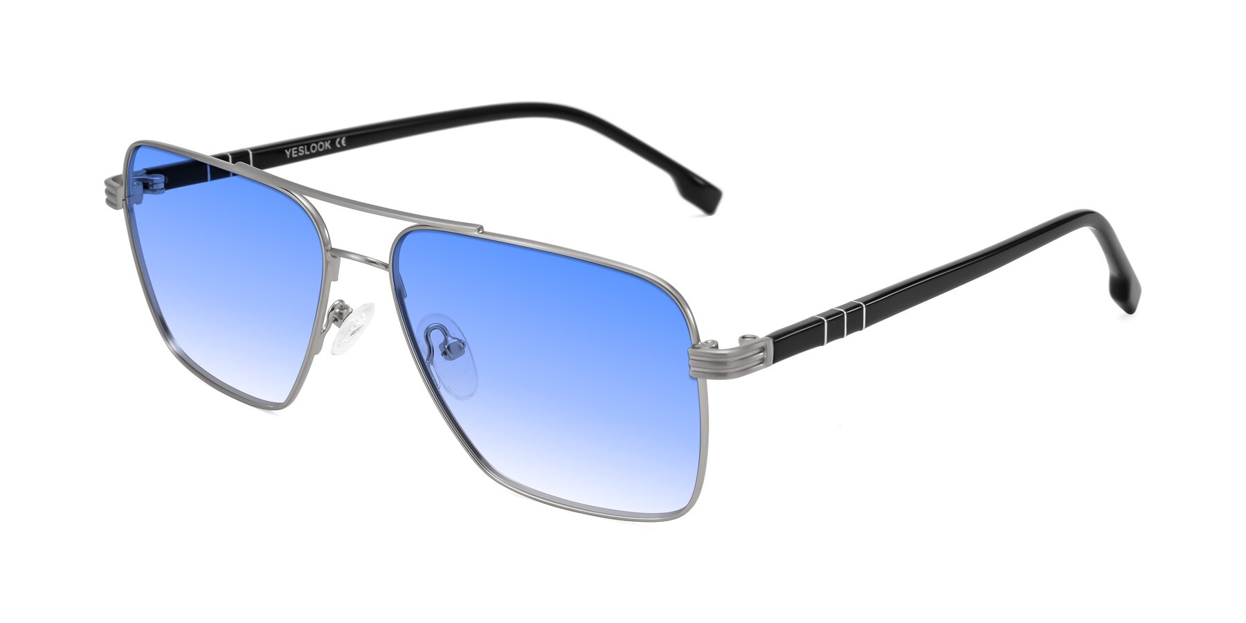 Angle of Flinders in Matte Silver with Blue Gradient Lenses