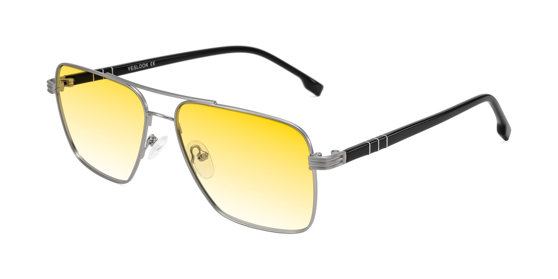 Angle of Flinders in Matte Silver with Yellow Gradient Lenses