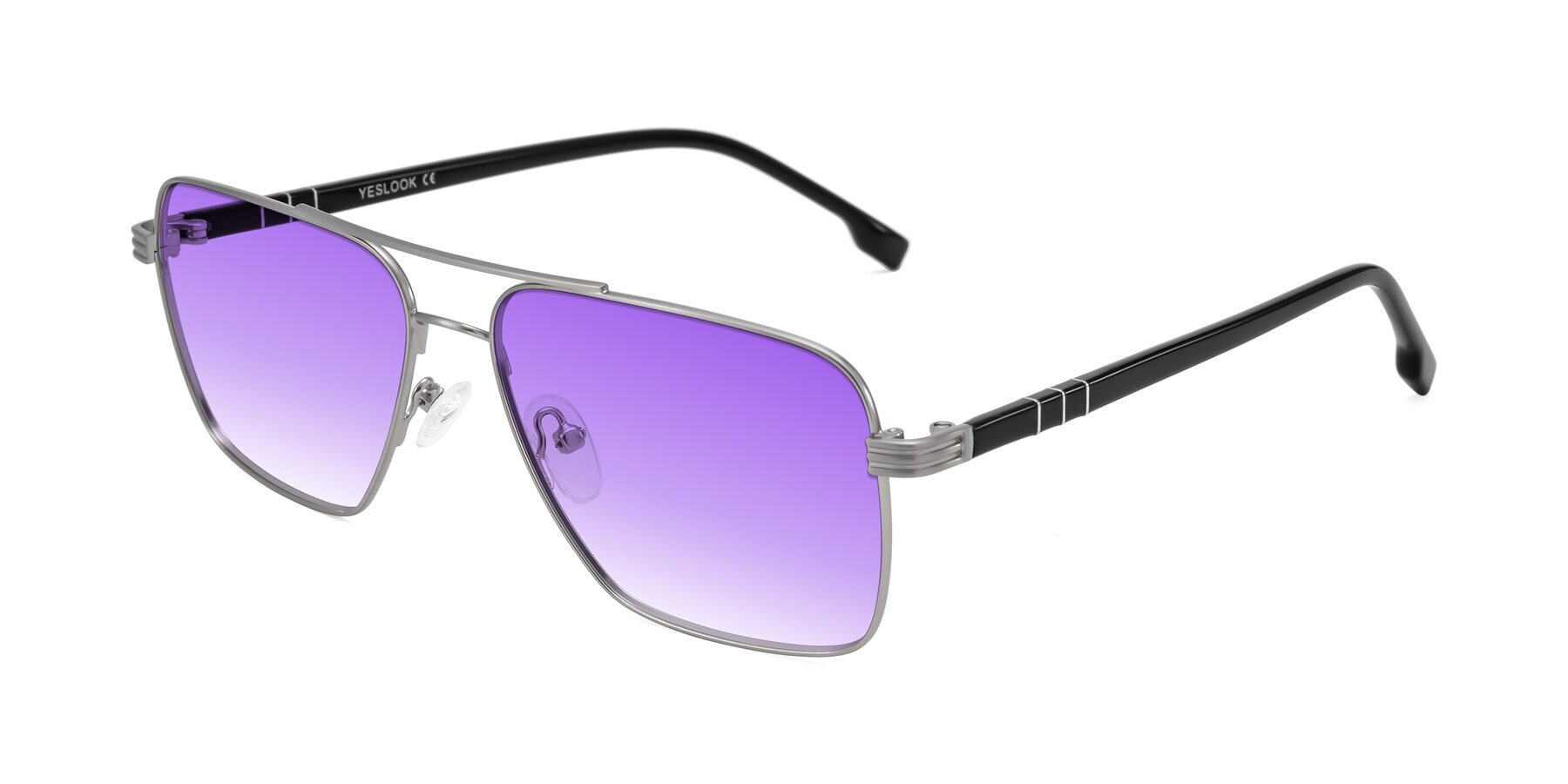 Angle of Flinders in Matte Silver with Purple Gradient Lenses