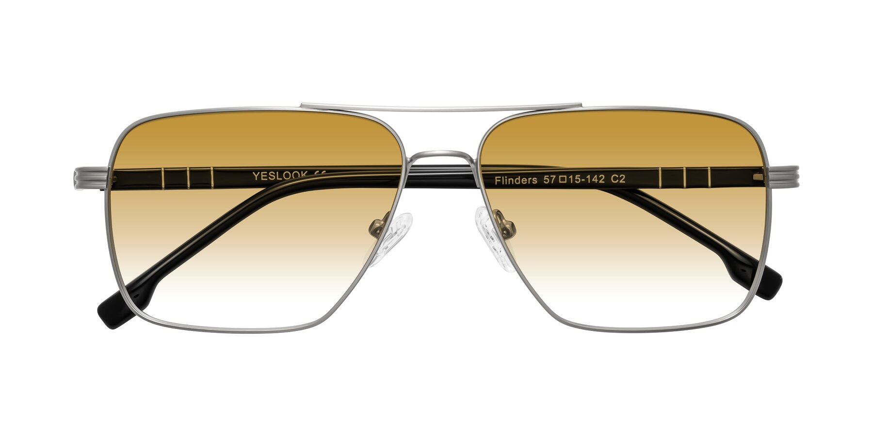 Folded Front of Flinders in Matte Silver with Champagne Gradient Lenses