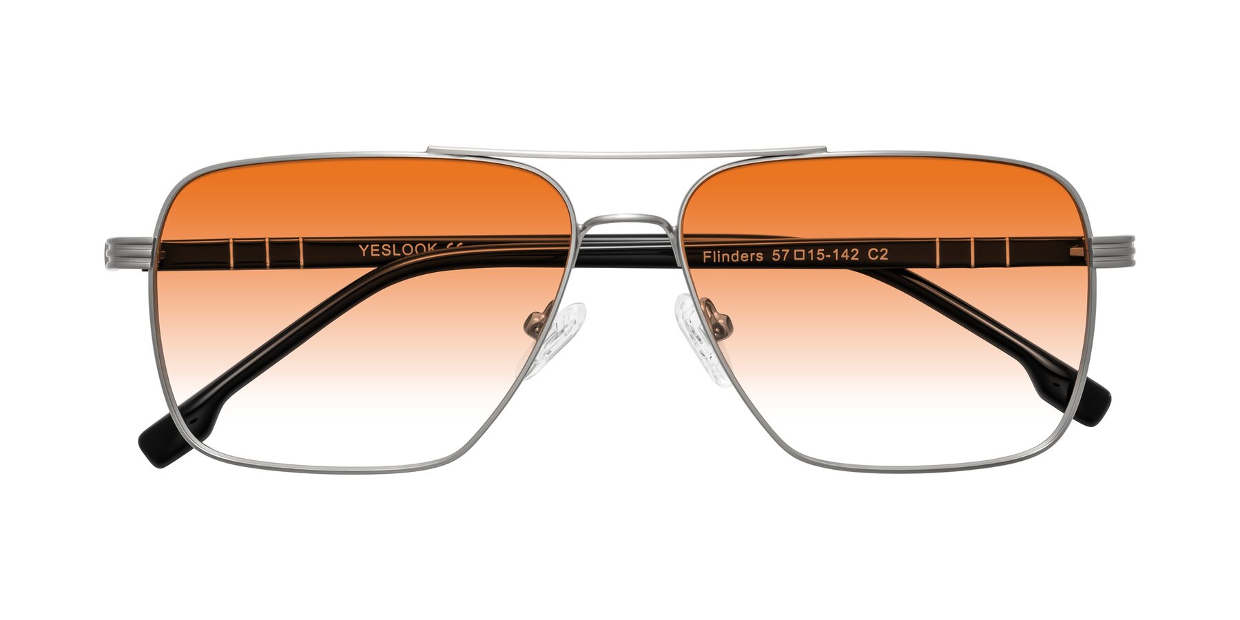 Folded Front of Flinders in Matte Silver with Orange Gradient Lenses