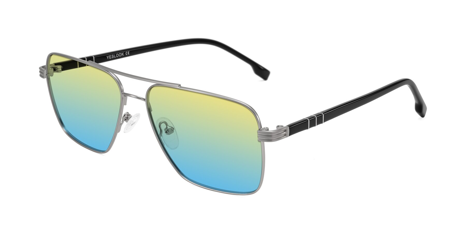 Angle of Flinders in Matte Silver with Yellow / Blue Gradient Lenses