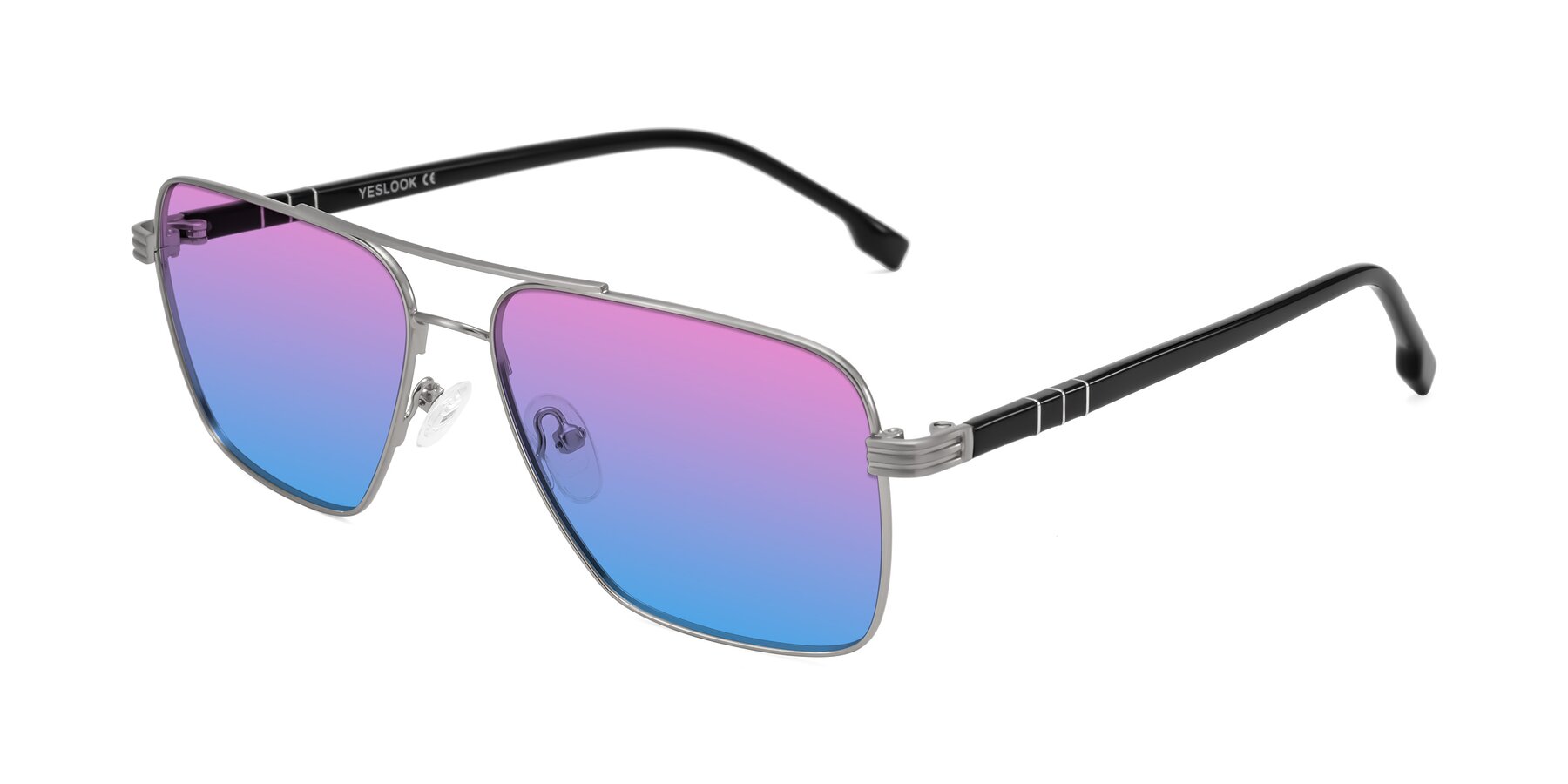 Angle of Flinders in Matte Silver with Pink / Blue Gradient Lenses