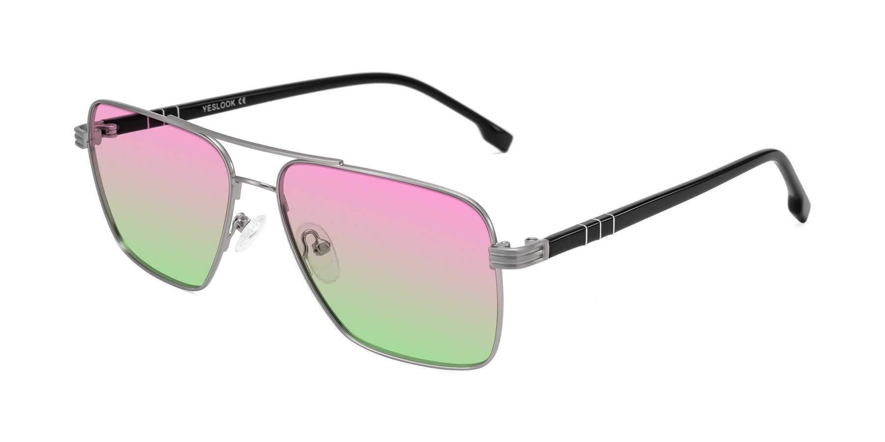Angle of Flinders in Matte Silver with Pink / Green Gradient Lenses